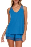 Flora By Flora Nikrooz Frances Knit Cami Tap Pajama Set In Mid Blue