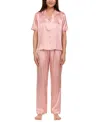 Flora By Flora Nikrooz Floral By Floral Nikrooz Women's 2-pc. Jamie Satin Jacquard Pajama Set In Rose