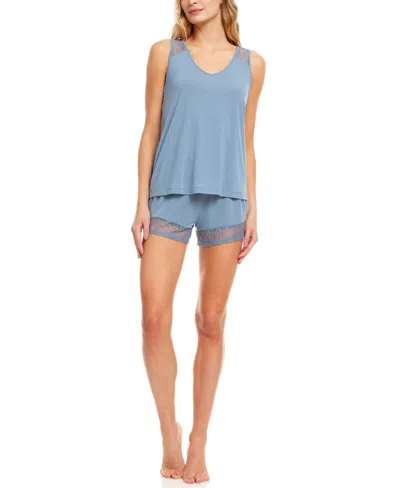 Flora By Flora Nikrooz Frances Knit Cami Tap Pajama Set In Blue