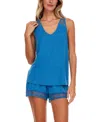 Flora By Flora Nikrooz Frances Knit Cami Tap Pajama Set In Mid Blue
