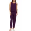 Flora By Flora Nikrooz Franny Lace Trim Tank & Pants Pajamas In Plum