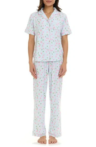 Flora By Flora Nikrooz Gabriella Piped Jersey Pajamas In Blue