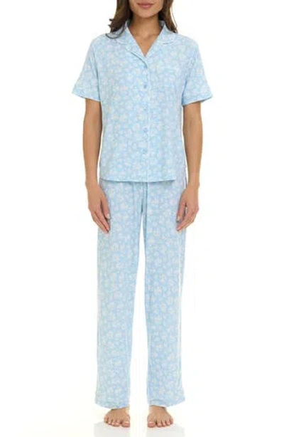 Flora By Flora Nikrooz Gabriella Piped Jersey Pajamas In Blue