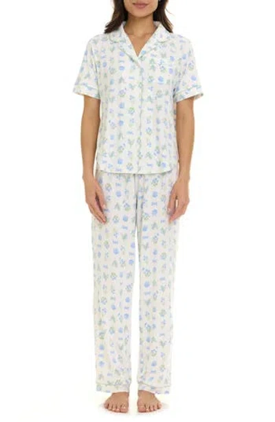 Flora By Flora Nikrooz Gabriella Piped Jersey Pajamas In White