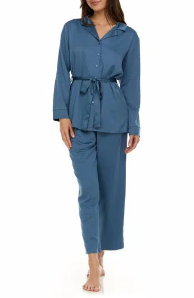 Flora By Flora Nikrooz Hazel Hammered Satin Pajamas In Dark Teal