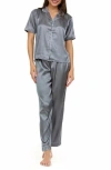 Flora By Flora Nikrooz Jamie Jacquard Satin Pajamas In Dark Grey