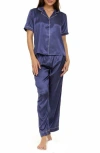 Flora By Flora Nikrooz Jamie Jacquard Satin Pajamas In Navy