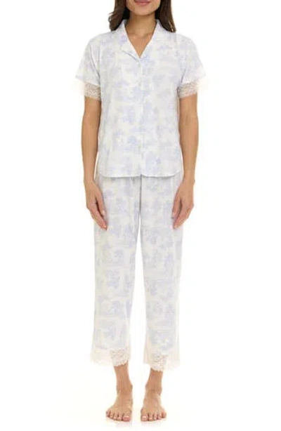 Flora By Flora Nikrooz Janelle Notched Lace Crop Pajamas In Gray