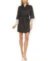 Flora By Flora Nikrooz Kit Heart Lace Matte Charmeuse Wrap Robe In Black