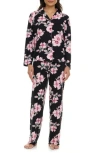 Flora By Flora Nikrooz Lindsey Collared Knit Pajamas In Black
