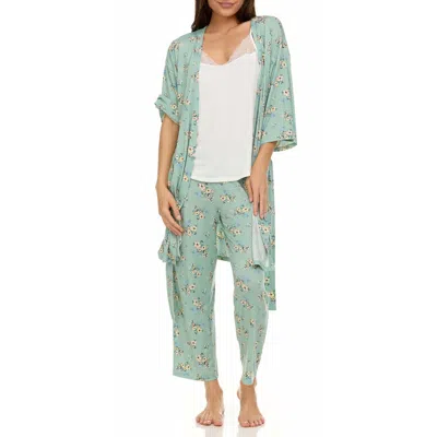 Flora By Flora Nikrooz Madison 3-piece Travel Pajamas In Sage