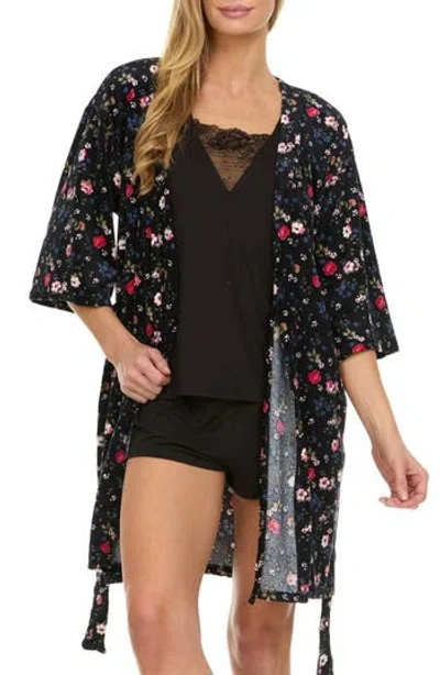 Flora By Flora Nikrooz Mindy 3-piece Travel Pajamas Set In Black