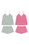 Flora By Flora Nikrooz Stacy 4-piece Pajama Set In Aqua