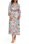 Flora By Flora Nikrooz Women's Stella Floral Charmeuse Robe In Grey