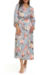 Flora By Flora Nikrooz Women's Stella Floral Charmeuse Robe In Grey