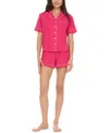 Flora By Flora Nikrooz Women's Annie Button Down Shorty Notch Pajama Set, 2 Piece