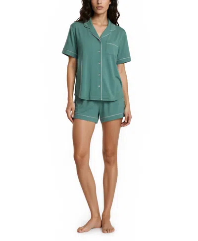 Flora By Flora Nikrooz Women's Annie Button Down Shorty Notch Pajama Set, 2 Piece In Multi