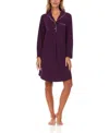 FLORA BY FLORA NIKROOZ WOMEN'S DEBORAH LONG SLEEVE NOTCH KNIT SLEEPSHIRT NIGHTGOWN