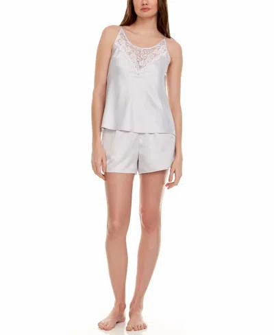 Flora By Flora Nikrooz Women's Emma Satin Cami Short Set In Smokey Pearl