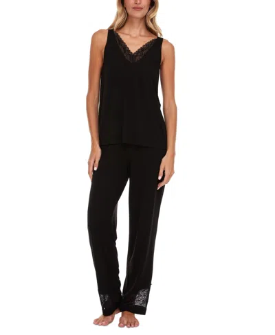 Flora By Flora Nikrooz Women's Franny Tank And Pajama Pants Set In Black