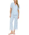 Flora By Flora Nikrooz Women's Janelle Notch Top And Capri Pajama Set