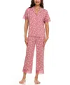 Flora By Flora Nikrooz Women's Janelle Notch Top And Capri Pajama Set In Pink