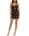 Flora By Flora Nikrooz Women's Jo Floral Cami & Shorts Sleep Set In Black