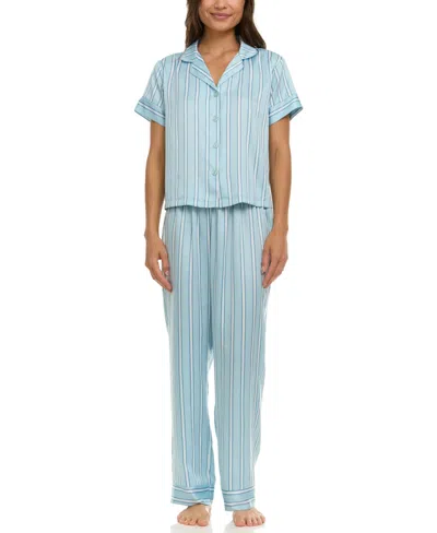 FLORA BY FLORA NIKROOZ WOMEN'S NICOLA STRIPE CHARM NOTCH PAJAMA SET