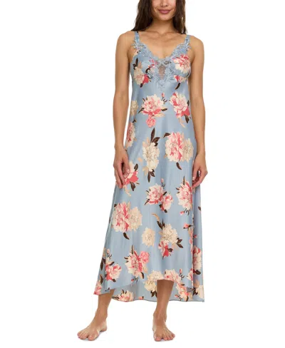 Flora By Flora Nikrooz Women's Stella Floral Charmeuse Nightgown In Gray