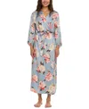 Flora By Flora Nikrooz Women's Stella Floral Charmeuse Robe In Gray