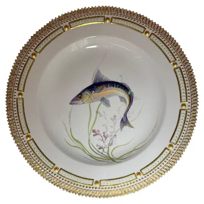 Pre-owned Flora Danica Middle 20th Century Fauna Danica Scomber Royal Copenhagen Dinner Plate In Gray