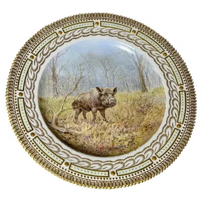 Pre-owned Flora Danica Middle 20th Century Fauna Danica Sus Scrofa Royal Copenhagen Large Plate In Sand