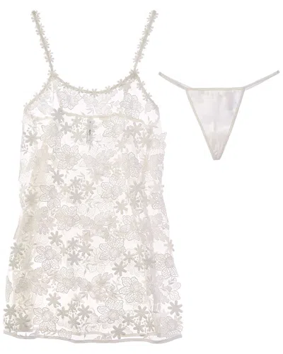 Flora Nikrooz 2pc All-over Lace Chemise & Thong Set In White