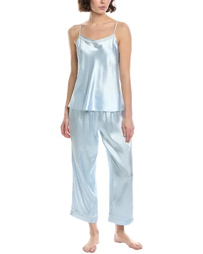 Flora Nikrooz 2pc Solid Dot Jacquard Cami & Capri Set In Blue