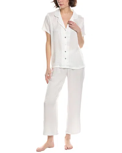 Flora Nikrooz 2pc Solid Sueded Charm Notch Top & Capri Set In White