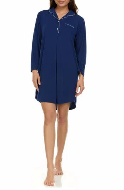 Flora Nikrooz Deborah Long Sleeve Nightshirt In Midnight