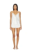 Flora Nikrooz Estella Solid Charmeuse Cami Short Set With Lace In White