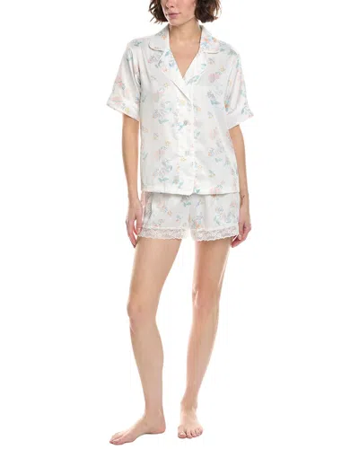 Flora Nikrooz Flora By  2pc Printed Matte Charmeuse Pajama Set In White
