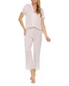 Flora Nikrooz Laurena Sandwashed Charmeuse Capri Pajamas In Beige