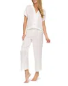 Flora Nikrooz Laurena Sandwashed Charmeuse Capri Pajamas In Ivory