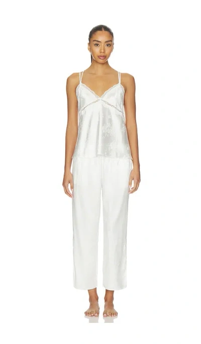 Flora Nikrooz Florence Solid Jacquard Charmeuse Capri Set In White