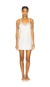 Flora Nikrooz Gabby Lace Trim Satin Charmeuse Chemise In White
