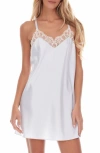 Flora Nikrooz Gabby Lace Trim Satin Charmeuse Chemise In Smokey Pearl