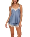 Flora Nikrooz Gabby Lace Trim Satin Charmeuse Short Pajamas In Deep Sea