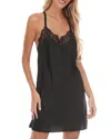 Flora Nikrooz Gabby Lace Trim Satin Charmeuse Chemise In Black