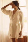 Flora Nikrooz Hazel Lace-trim Satin Wrap Cover-up In Neutral