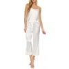 Flora Nikrooz Jamie Pin Dot Satin Capri Pajamas With Faux Pearl Trim In Ivory