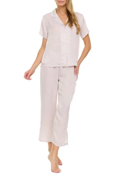 Flora Nikrooz Laurena Sandwashed Charmeuse Capri Pajamas In Beige