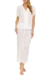 Flora Nikrooz Laurena Sandwashed Charmeuse Capri Pajamas In Ivory