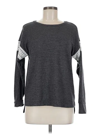 Pre-owned Flora Nikrooz Long Sleeve Top Gray Crew Neck Tops